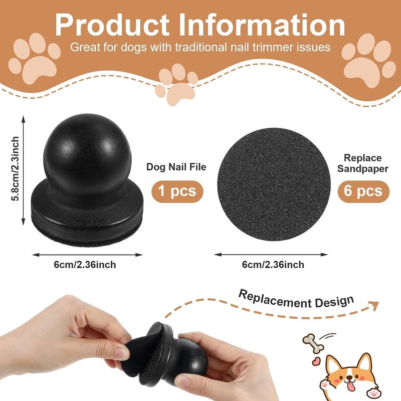 KASTWAVE Wooden Dog Nail Grinder with 6 Replaceable Sandpaper Blades, Quiet Pet Nail File and Polisher for Safe, Easy Grooming & Smooth, Scratch-Free Nails - Suitable for Dogs and Cats - Image 2