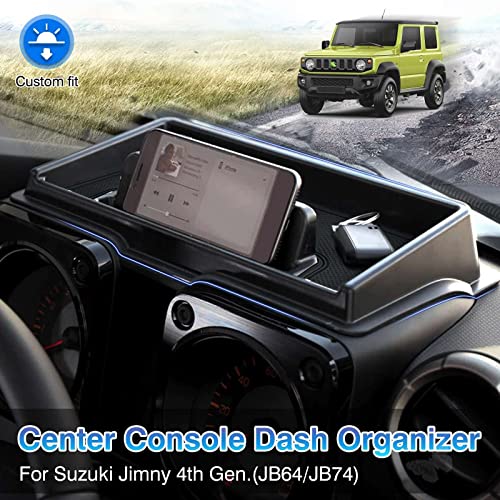Autorder Center Console Dash Organizer for 2019-2022 2023 2024 2025 Suzuki Jimny JB64 JB74 Accessories Dashboard Insert Tray with Cellphone Holder Storage Box with Anti-Slip Mat - Image 2