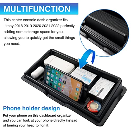 Autorder Center Console Dash Organizer for 2019-2022 2023 2024 2025 Suzuki Jimny JB64 JB74 Accessories Dashboard Insert Tray with Cellphone Holder Storage Box with Anti-Slip Mat - Image 3