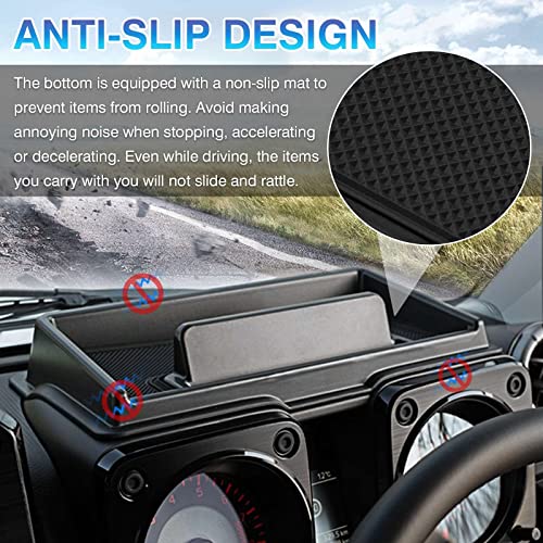Autorder Center Console Dash Organizer for 2019-2022 2023 2024 2025 Suzuki Jimny JB64 JB74 Accessories Dashboard Insert Tray with Cellphone Holder Storage Box with Anti-Slip Mat - Image 5
