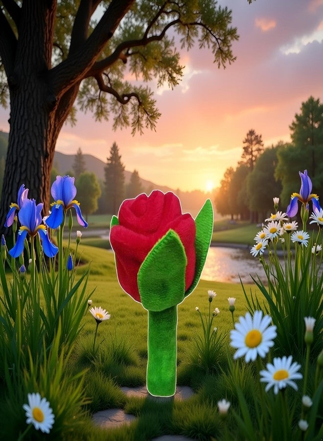 Zhuluck Red Flower Interactive Plush Squeak Dog and Cat Toy Rose Flower Stuffed Dog Toy with Squeaker Small Breeds and Puppies Chewing and Exercise Floral Pattern - Image 5