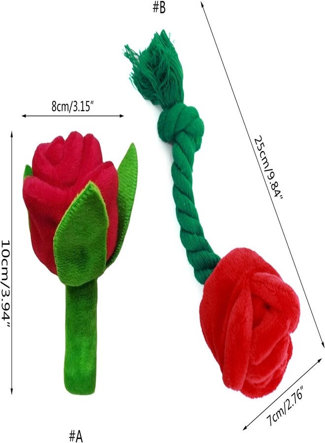 Zhuluck Red Flower Interactive Plush Squeak Dog and Cat Toy Rose Flower Stuffed Dog Toy with Squeaker Small Breeds and Puppies Chewing and Exercise Floral Pattern - Image 2