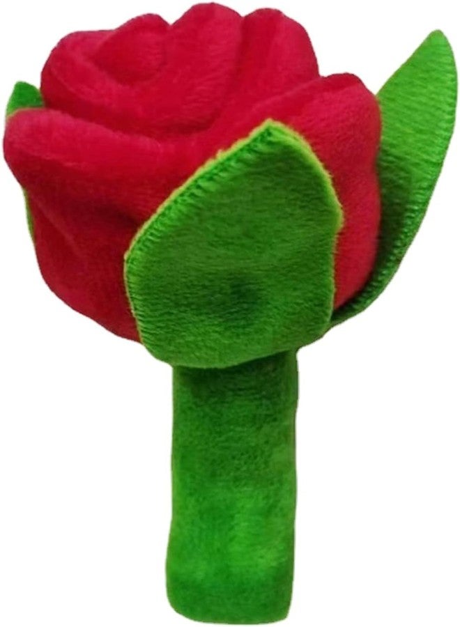 Zhuluck Red Flower Interactive Plush Squeak Dog and Cat Toy Rose Flower Stuffed Dog Toy with Squeaker Small Breeds and Puppies Chewing and Exercise Floral Pattern - Image 1