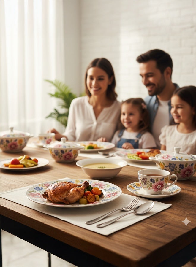 TIMMY Opal Dinner Set 58 Pieces, Premium Opalware, Design 7065 - Image 1