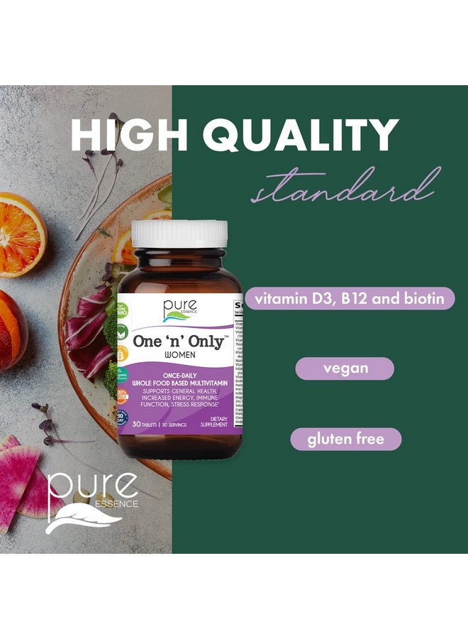 PURE ESSENCE LABS One N Only Multivitamin for Women, Natural One a Day Herbal Supplement with Vitamin D3, B12, and Biotin with Whole Foods, 30 Tablets - Image 5