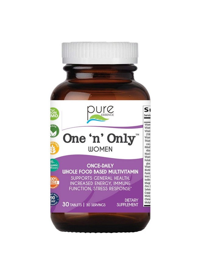 PURE ESSENCE LABS One N Only Multivitamin for Women, Natural One a Day Herbal Supplement with Vitamin D3, B12, and Biotin with Whole Foods, 30 Tablets - Image 1
