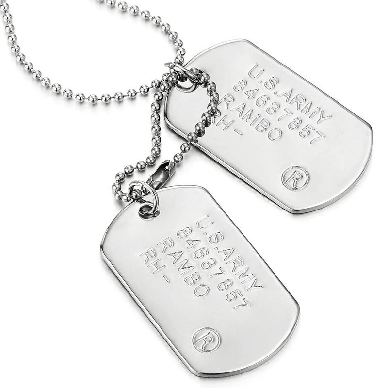 COOLSTEELANDBEYOND Classic Two-Pieces Mens Military Army Dog Tag Pendant Necklace with 28 inches Ball Chain - Image 1