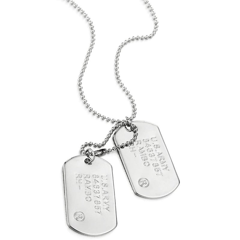 COOLSTEELANDBEYOND Classic Two-Pieces Mens Military Army Dog Tag Pendant Necklace with 28 inches Ball Chain - Image 2