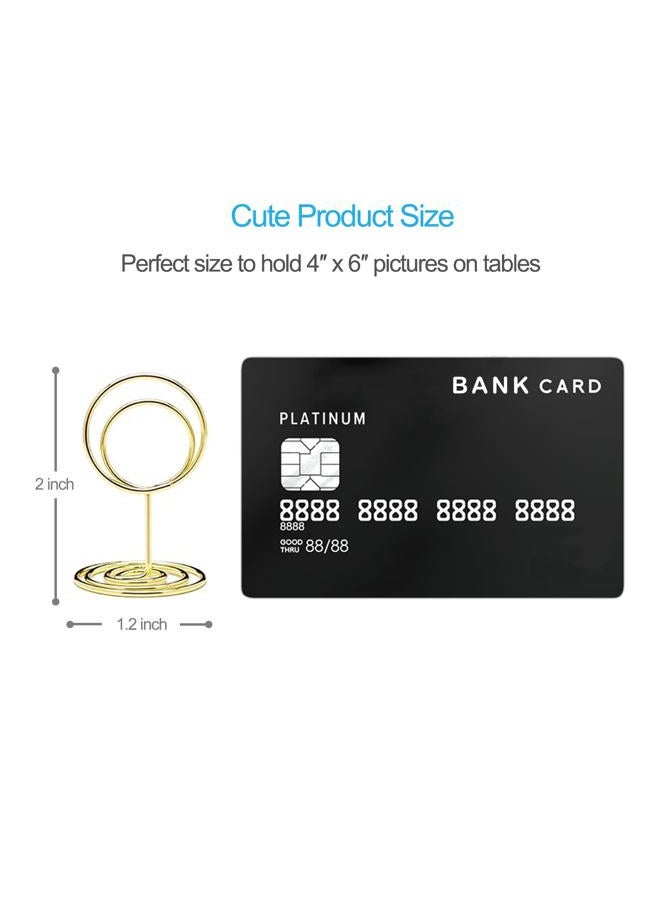 Jofefe 20pcs Mini Place Card Holders, Cute Table Number Holders, Classy Table Card Holder Table Picture Stands, Elegant Wire Photo Holder Menu Memo Clips, Idea for Wedding, Anniversary Party (Gold) - Image 3