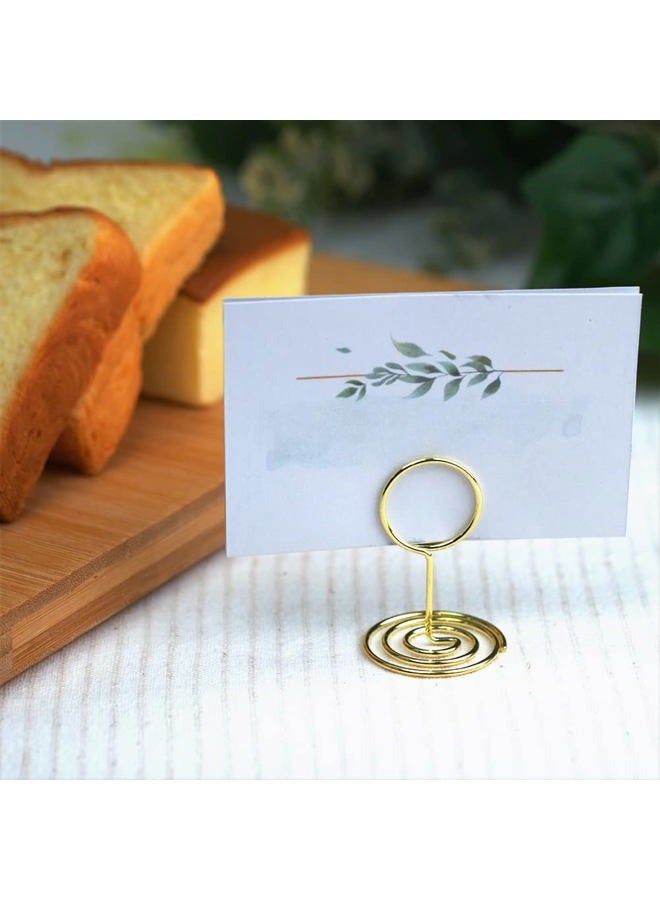 Jofefe 20pcs Mini Place Card Holders, Cute Table Number Holders, Classy Table Card Holder Table Picture Stands, Elegant Wire Photo Holder Menu Memo Clips, Idea for Wedding, Anniversary Party (Gold) - Image 2