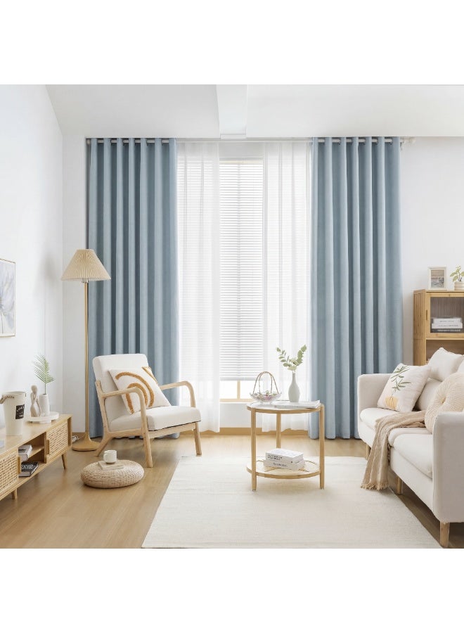QBAID Chenille Blackout Curtain Panel with Grommet Top, Soft Textured Light Reducing Window Curtain for Bedroom Living Room, Multiple Size Options - Image 2