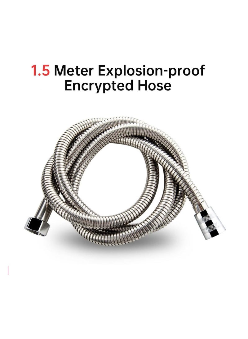AMM 1.5M Shower Hose Stainless Steel Handheld Shower Tube Replacement Flexible Shower Head Replacement Hose Anti-Kink and Leak-Proof - Image 2