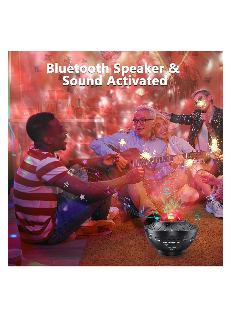 Star Projector, Starry Galaxy Night Light Projector For Bedroom, Ocean Wave Star Night Light Projector With Bluetooth Music Speaker & Voice Control 10 Color Sky Light Projector