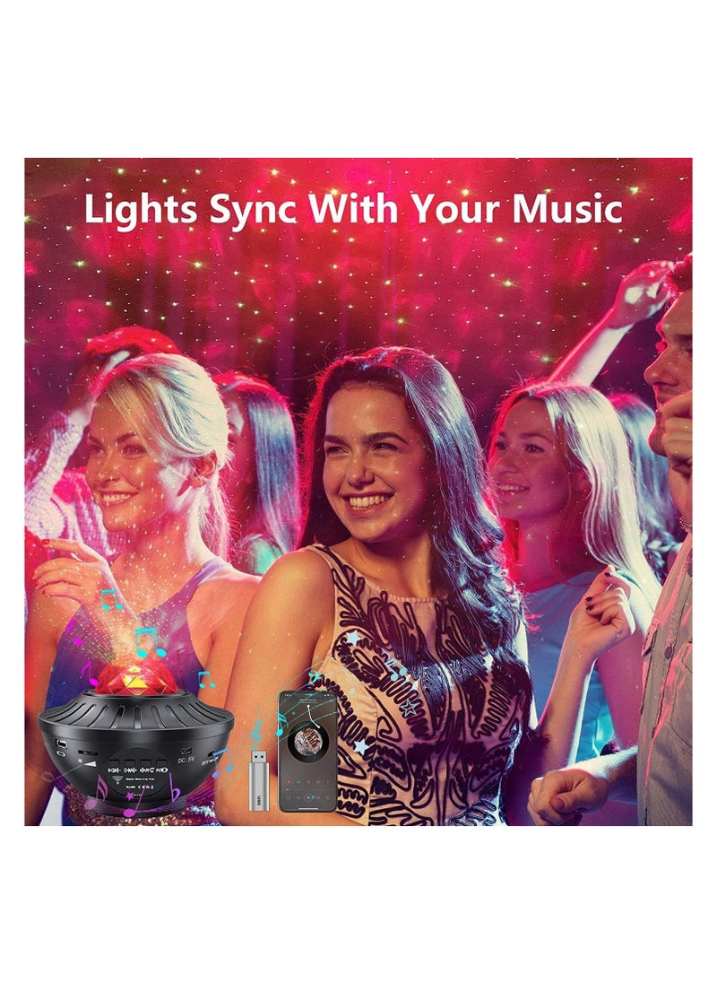 Star Projector, Starry Galaxy Night Light Projector For Bedroom, Ocean Wave Star Night Light Projector With Bluetooth Music Speaker & Voice Control 10 Color Sky Light Projector