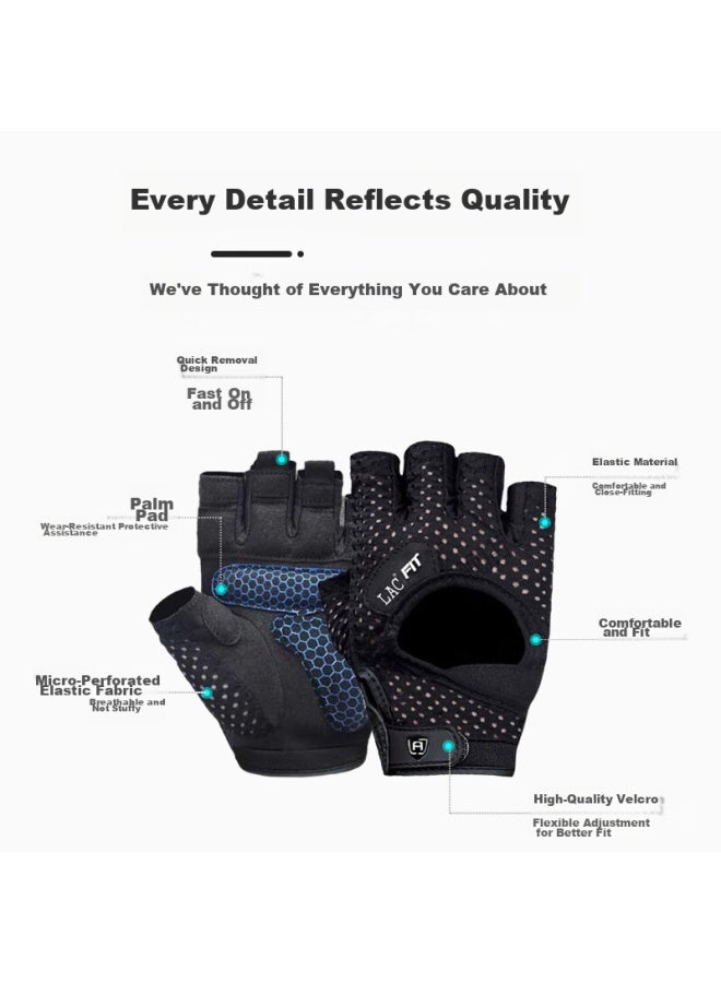 Lac Fitness Gloves For Men And Women, Sports Equipment Training Non-slip Breathable Summer Half-finger Pull-up Bar, Hollow Breathable, Black, Size M - Image 3