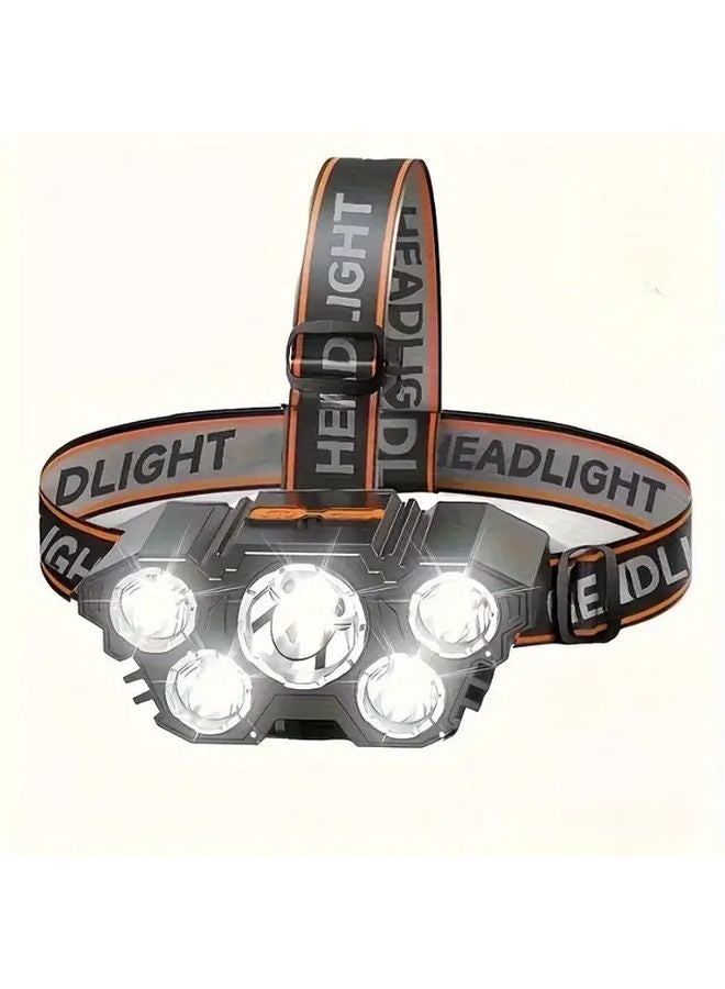 Black Rechargeable LED Headlamp Adjustable Headband 6 Lights USB Ideal Camping Running Fishing - Image 4