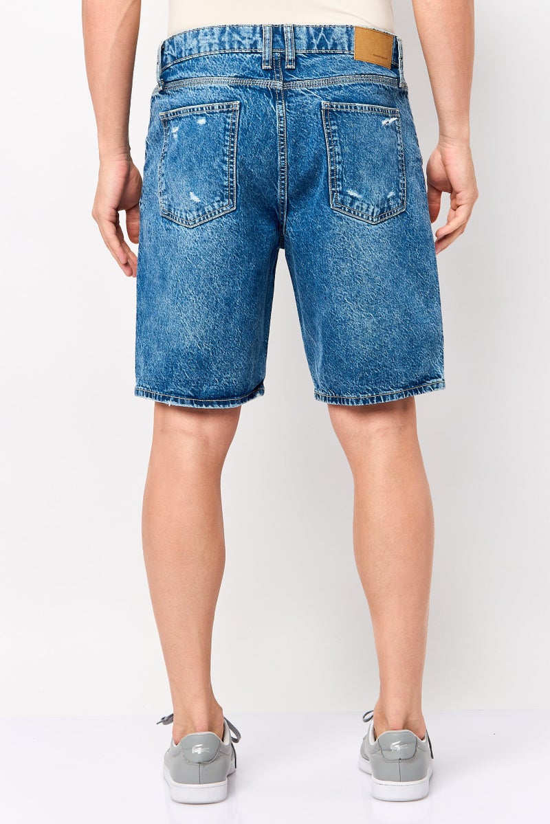 Celio Men Rip Denim Shorts, Washed Blue - Image 4