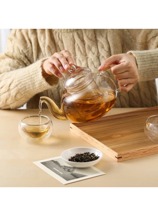 CnGlass 33.8oz Glass Teapot with Removable Infuser,Stovetop Safe Tea Kettle with 4-Pack Glass Teacups 3.4oz and Glass Tea Warmer 5.3 in/13.5cm Diameter - Image 3