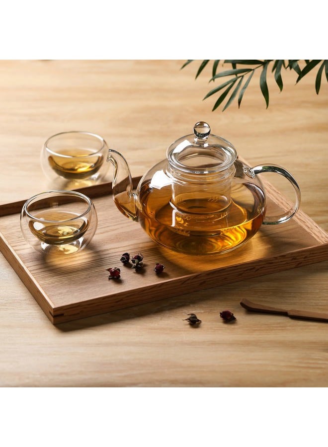 CnGlass 33.8oz Glass Teapot with Removable Infuser,Stovetop Safe Tea Kettle with 4-Pack Glass Teacups 3.4oz and Glass Tea Warmer 5.3 in/13.5cm Diameter - Image 2