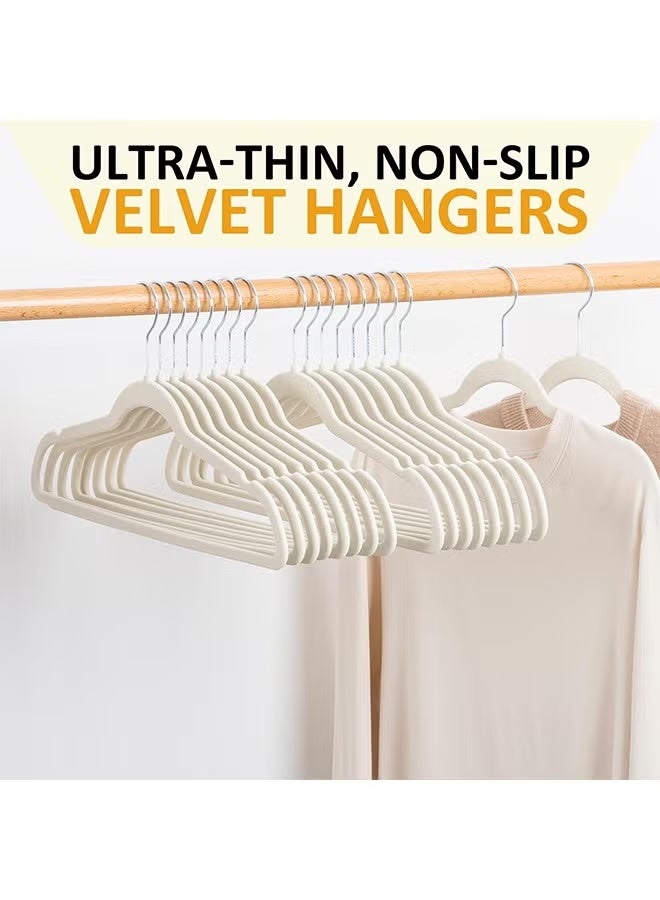 BLOOMING TIME 100-Pack Velvet Hangers, Non-Slip Heavy-Duty Clothes Hangers With 360° Swivel Hook, Space-Saving Closet Organizer Ideal For Pants, Suits Jackets - Image 1