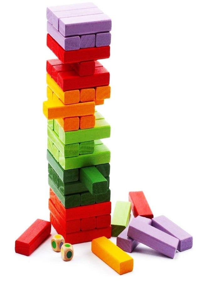 Sell pluse® Presents Wooden Building Blocks Puzzle 48 Pcs Challenging 1 pcs Dice Wooden Stacking Game Math's for Adults and Kids - Image 1