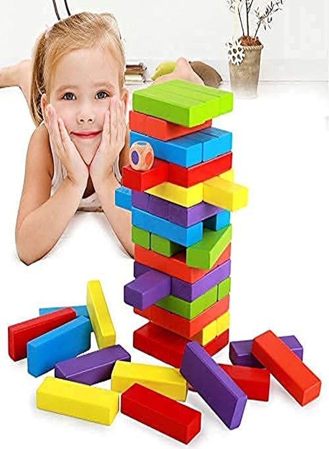 Sell pluse® Presents Wooden Building Blocks Puzzle 48 Pcs Challenging 1 pcs Dice Wooden Stacking Game Math's for Adults and Kids - Image 2