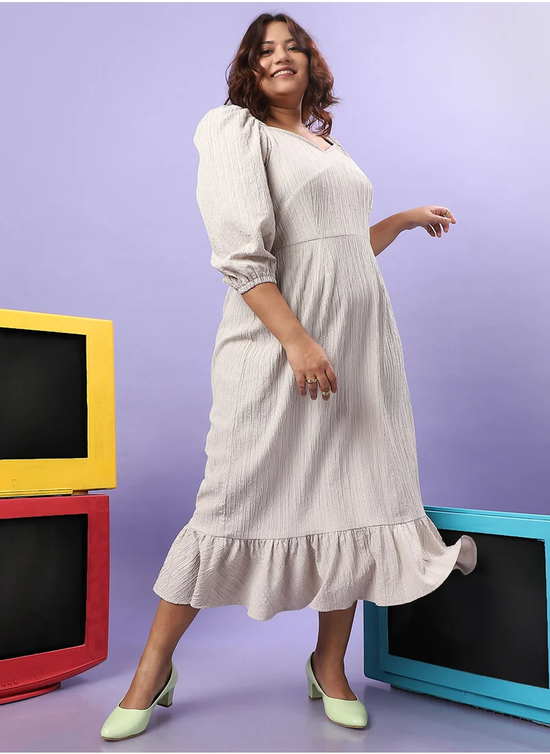 انستافاب بلس Women's Greige Ruffle Hem Dress