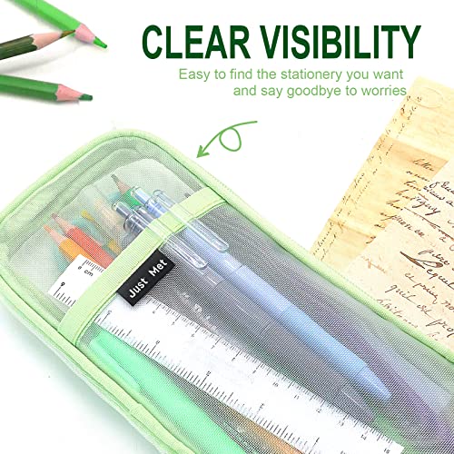 Sonuimy Clear Mesh Pencil Case Pouch, Clearly Visible Grid Pen Cases Organizer For Adult, Zipper Transparent Stationary Makeup Bag For Travel Office College-Purple - Image 2