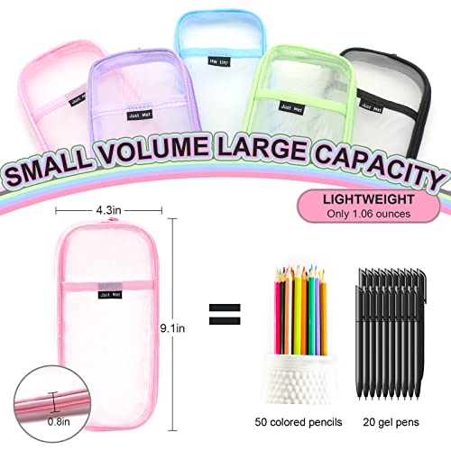 Sonuimy Clear Mesh Pencil Case Pouch, Clearly Visible Grid Pen Cases Organizer For Adult, Zipper Transparent Stationary Makeup Bag For Travel Office College-Purple - Image 3