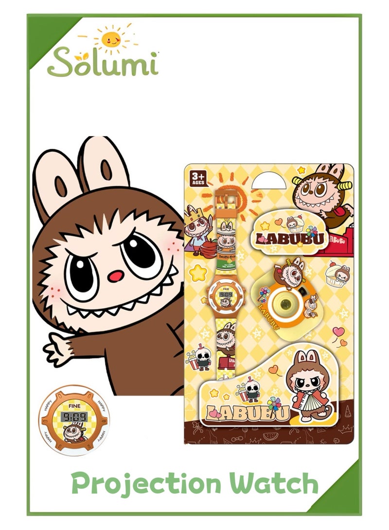 3D Projection Watch  – Cartoon Toy Watch with Flip Lid, 24 Glowing Images, Electronic Time Display – Kids Gift Idea