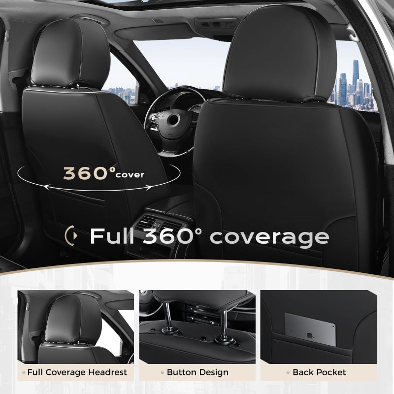 Coverado Front Seat Covers, 2 Pack Waterproof Seat Cover for Cars, Faux Leather Seat Covers with Lumbar Support, Car Seat Protectors Driver Car Seat Cushion Universal Fit for Most Cars (Black&Purple) - Image 4