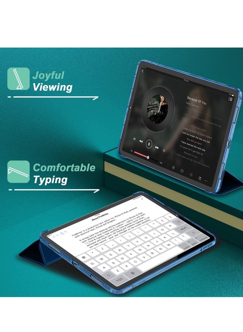 إلترازون ELTRAZONE Navy Blue Slim Stand Case for iPad Air 13-Inch M2 (2024) – Smart Shell with Touch ID Support, Auto Wake/Sleep, and Translucent Back - Image 4