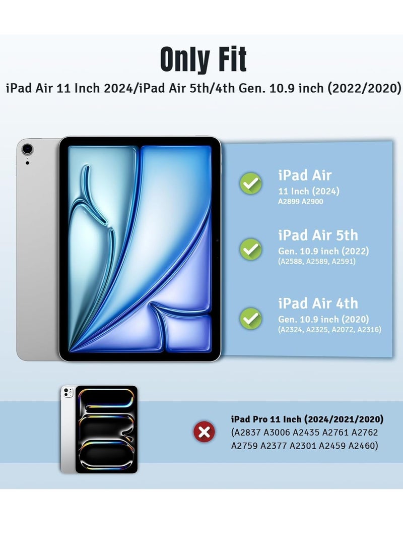 إلترازون ELTRAZONE Navy Blue Slim Stand Case for iPad Air 13-Inch M2 (2024) – Smart Shell with Touch ID Support, Auto Wake/Sleep, and Translucent Back - Image 2