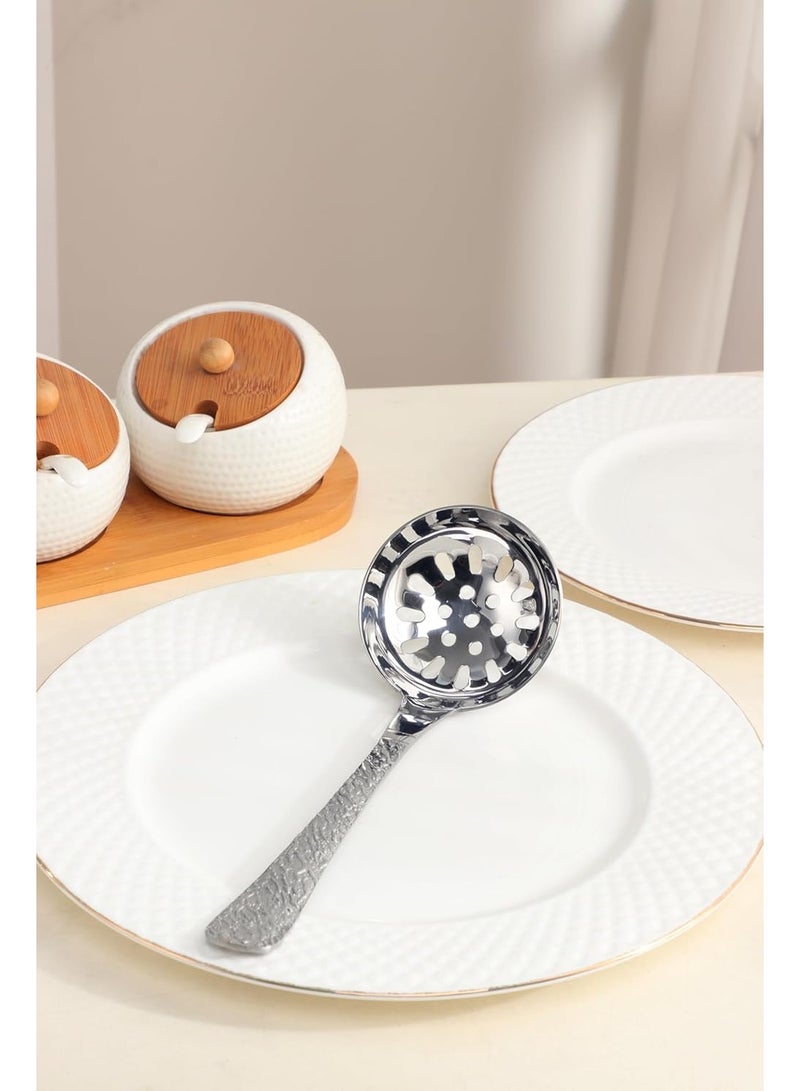 Orchid Artistic Stainless Steel Slotted Ladle, Rust-Resistant, Ideal for Serving Soups, Stews Ladle, Broths Ladle, Ladle for Sauces, Kitchen Tool for Cooking & Serving, Tableware Utensils Set - Image 2