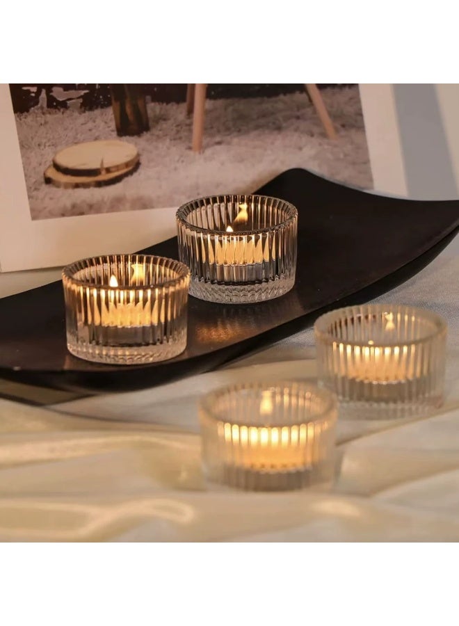 4Pack Glass Candle Holders, Clear Tealight Candle Holders Thick Base Candle Cups for Weddings, Table Centerpieces, Home Decor & DIY Candles