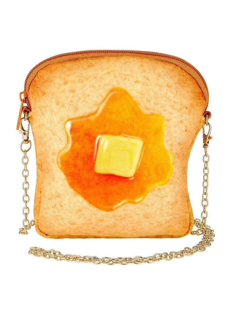SYOSI SYOSI Butter Toast Shoulder Bag, Cute Cross Body Bag Novelty Handbag Cute Plush Food Crossbody Bag Wool Fabric  - Image 1