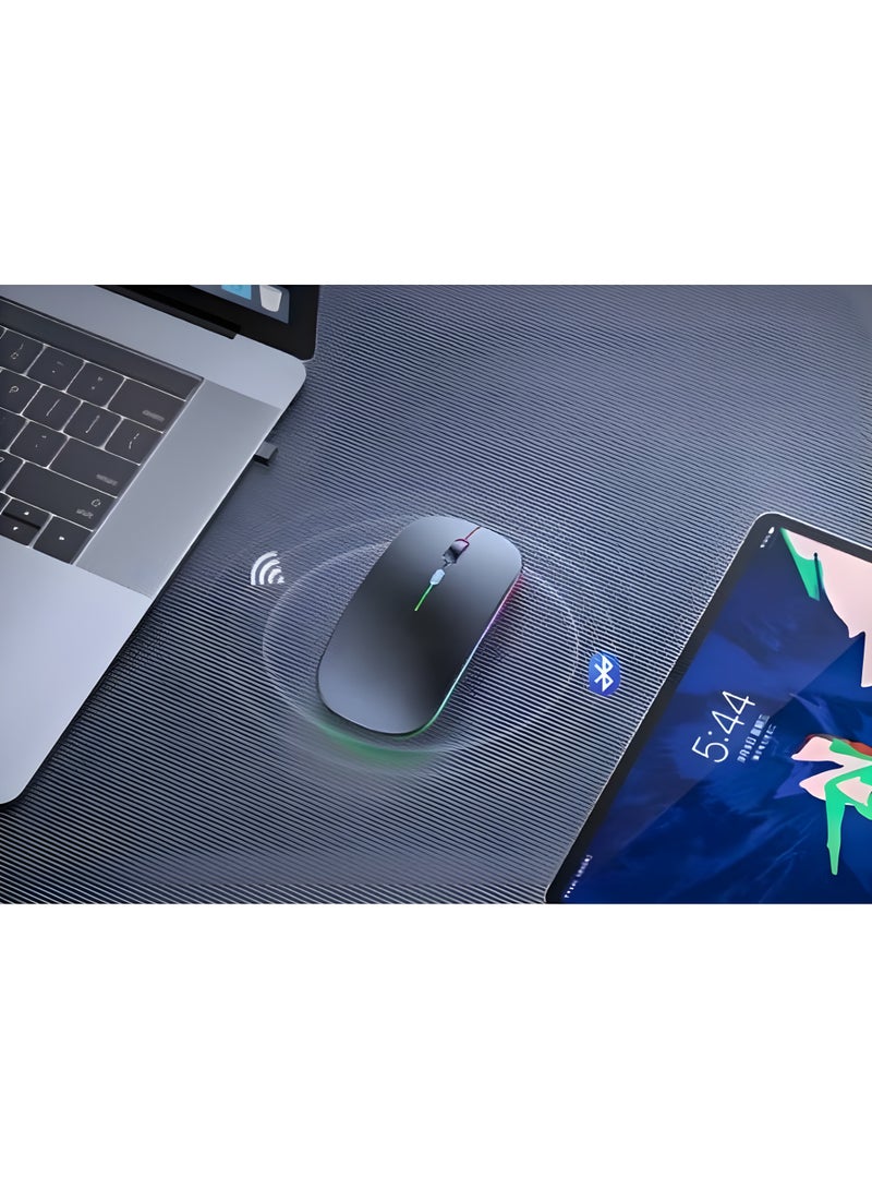 ماوس بلوتوث & وايرلس مزدوج  W10 – دقة 1600DPI – تصميم مريح – عمر بطارية طويل – لون أسود - Image 4