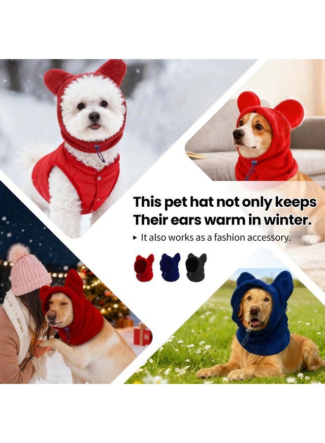 ETOFIXEE Warm Hooded Hat for Dogs & Cats, Autumn/Winter Wool Pet Headwear with Cute Ears, Adjustable Pet Scarf for Cold Days, Soft Neck Warmer for Small/Medium/Large Pets (Blue, Large) - Image 4