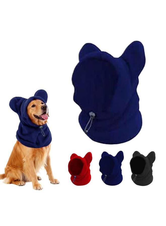 ETOFIXEE Warm Hooded Hat for Dogs & Cats, Autumn/Winter Wool Pet Headwear with Cute Ears, Adjustable Pet Scarf for Cold Days, Soft Neck Warmer for Small/Medium/Large Pets (Blue, Large) - Image 1