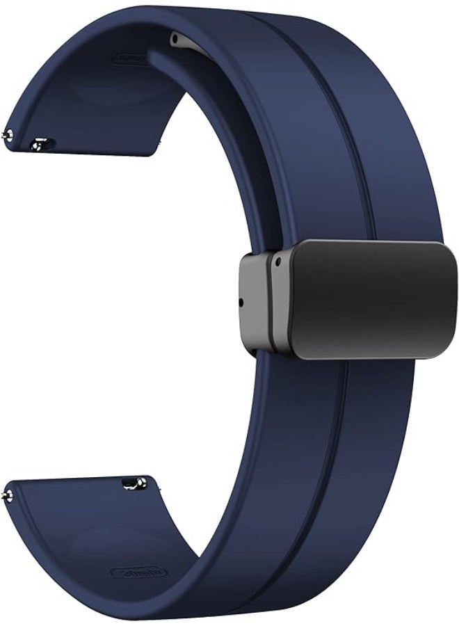 LIXES Soft Silicone Magnetic Buckle Replacement Strap Compatible for OnePlus Watch 2 Lightweight Sport Wristband with Secure Adjustable Fit for Workout Office Travel and Everyday Use, Blue - Image 2