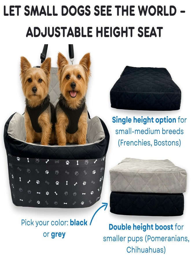 OtterPets Small Dog Car Seat, Memory Foam Dog Booster Car Seats with Thick Cushion for Medium Dogs Under 35lbs, 3Storage Pockets with Zipper, 2 Safety Belts (Black, Regular) - Image 2