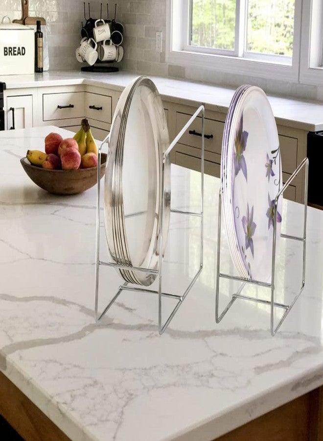 Kekezip Stainless Steel Vertical Plate Stand Rack | Compact Thali & Dish Holder for Kitchen Shelf, Cabinet or Countertop | Space-Saving Organizer for Round Plates & Lids, Set of 2 - Image 5