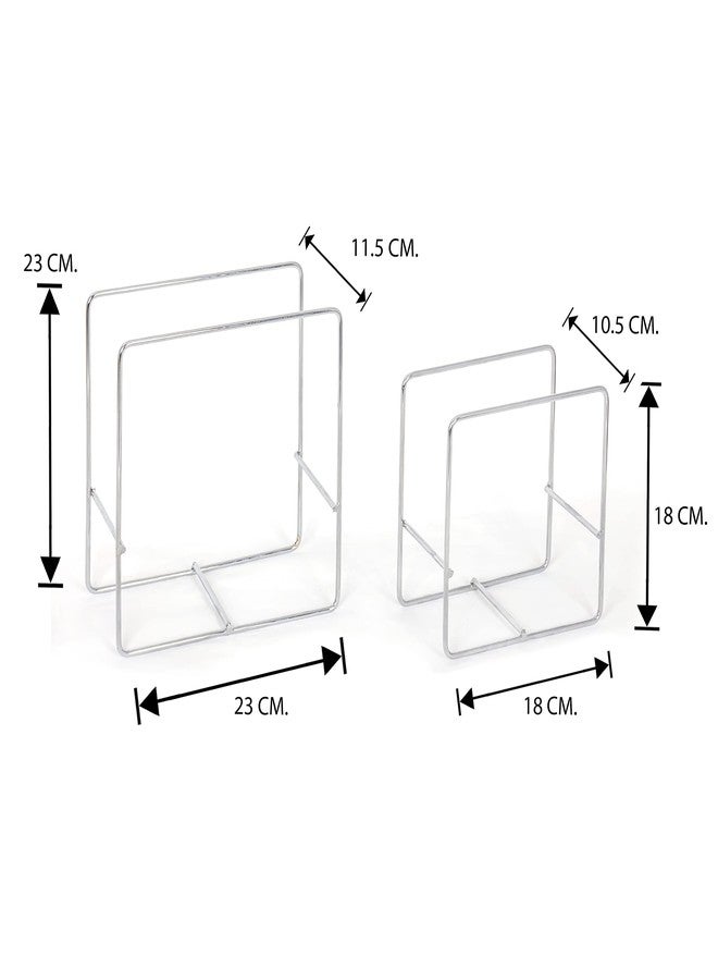 Kekezip Stainless Steel Vertical Plate Stand Rack | Compact Thali & Dish Holder for Kitchen Shelf, Cabinet or Countertop | Space-Saving Organizer for Round Plates & Lids, Set of 2 - Image 3