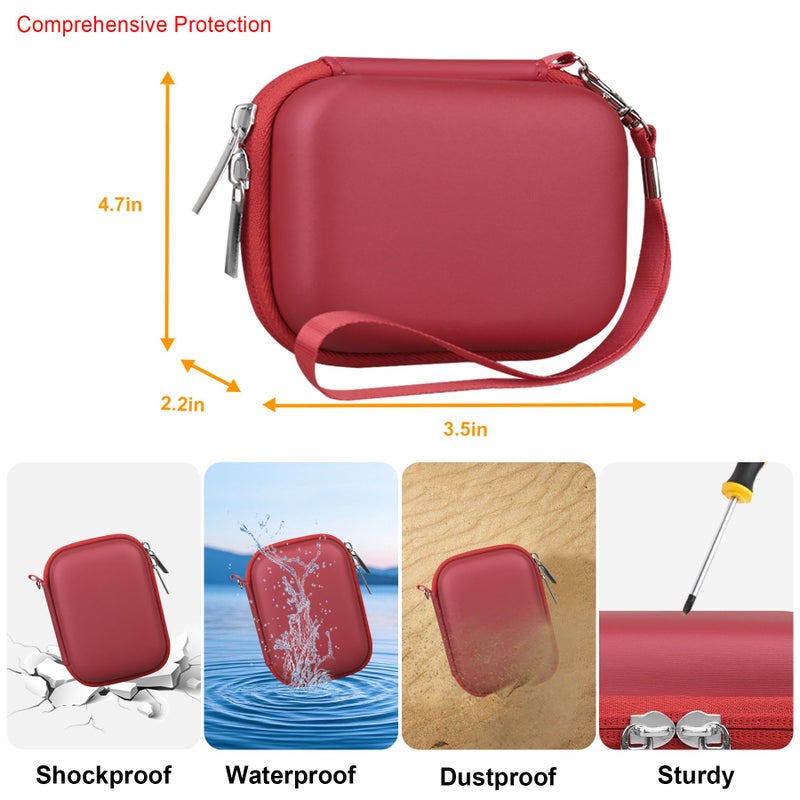 Elonbo Camera Carrying Case for KODAK PIXPRO FZ55 / FZ53 / FZ45 / FZ43 16MP Digital Camera, Vlogging Camera Storage Holder Travel Bag, â€‹Mesh Bag Fits Batteries, Cable, Memory Card, Red - Image 3