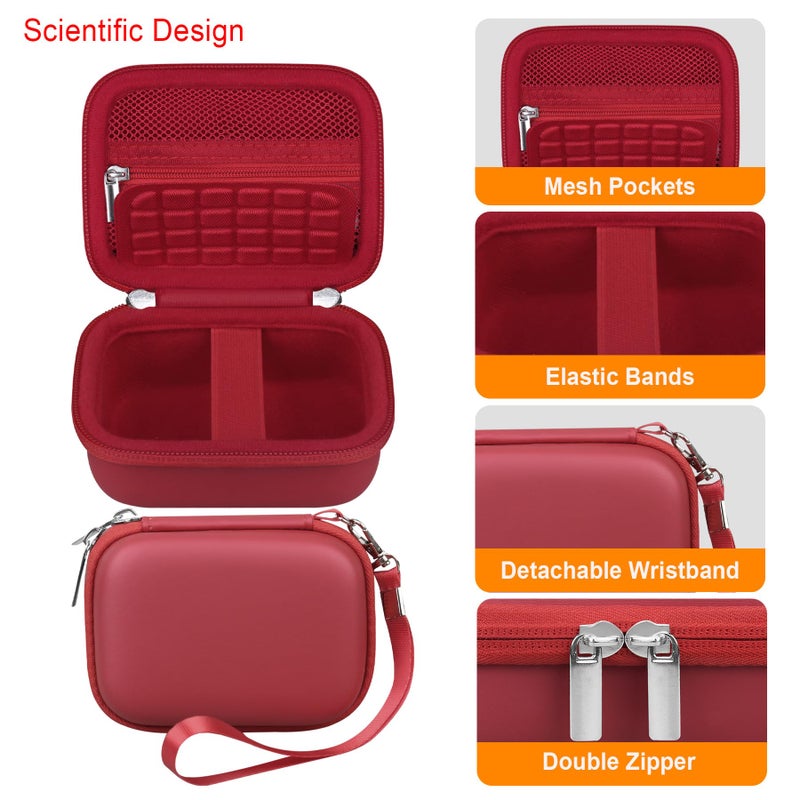 Elonbo Camera Carrying Case for KODAK PIXPRO FZ55 / FZ53 / FZ45 / FZ43 16MP Digital Camera, Vlogging Camera Storage Holder Travel Bag, â€‹Mesh Bag Fits Batteries, Cable, Memory Card, Red - Image 4