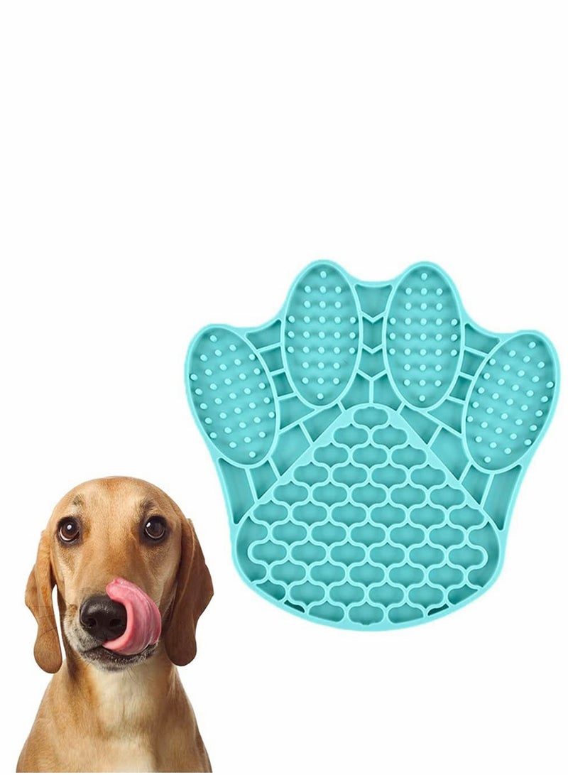 Slow Silicone Dog Lick Mat with Paw Print - Healthy Feeding Solution to Prevent Obesity (Blue) - Image 1