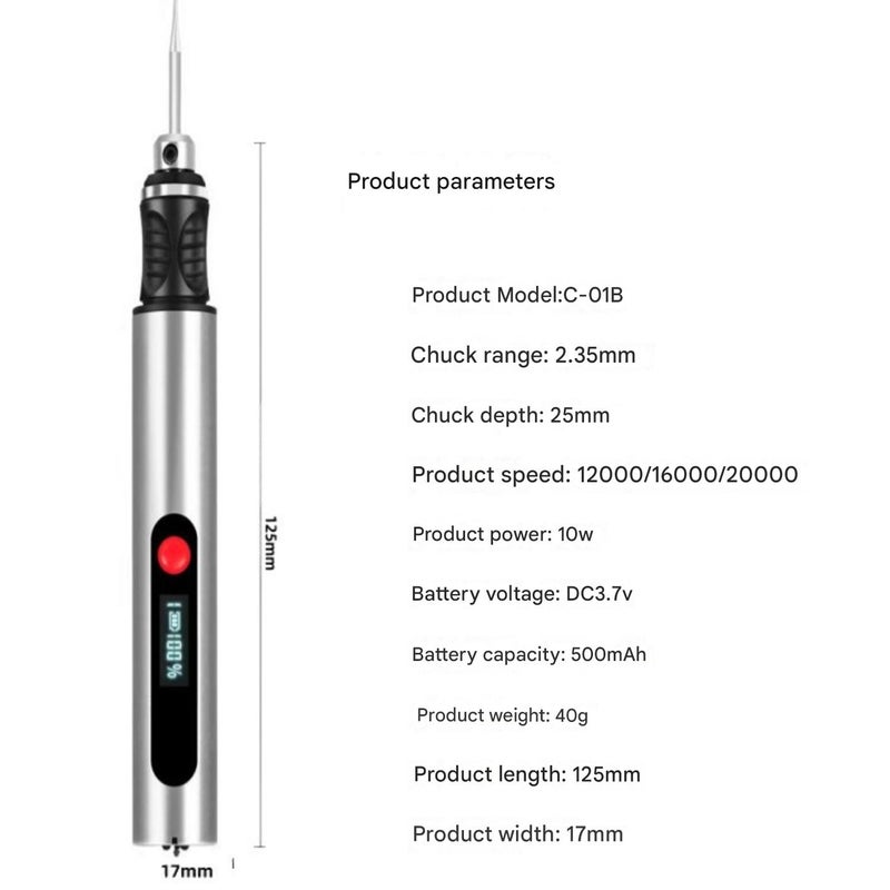 Multifunctional battery life long-lasting charging lithium battery handheld engraving pen/silver - Image 5