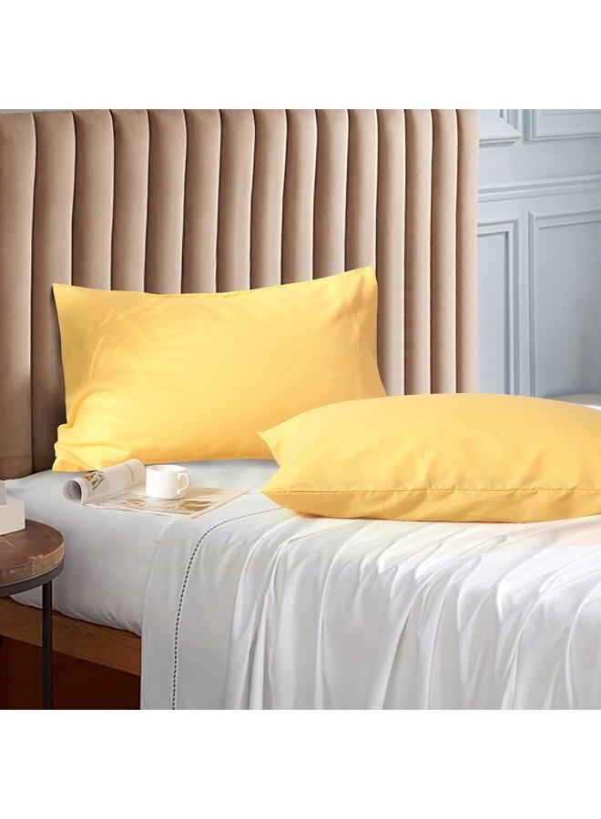 Evolive Ultra Soft Brushed Microfiber Standard Size 20"x30" Pillowcases Pair Set of 2 with Envelope Closure (20"x30" Standard, Yellow) - Image 1