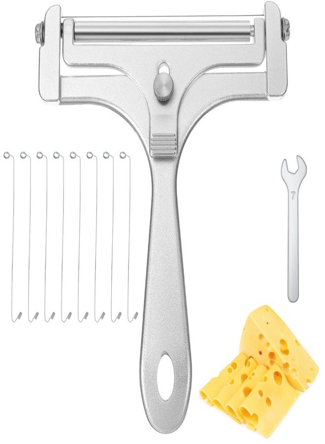 SHENLIU Cheese Slicer Kit, Stainless Steel Wire Cheese Slicers, Handheld Cheeses Slicer with 8 Replacement Wires and Wrench Adjustable Cheeses Cutter for Block Butter Cutter Tools - Image 1