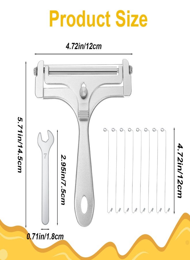 SHENLIU Cheese Slicer Kit, Stainless Steel Wire Cheese Slicers, Handheld Cheeses Slicer with 8 Replacement Wires and Wrench Adjustable Cheeses Cutter for Block Butter Cutter Tools - Image 2